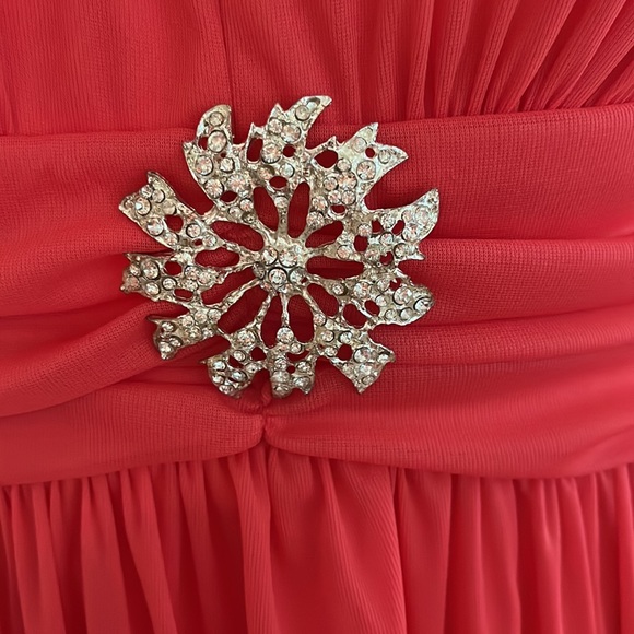 NWT Cocktail Coral Chiffon Dress Flutter Open Sleeves - Picture 3 of 8